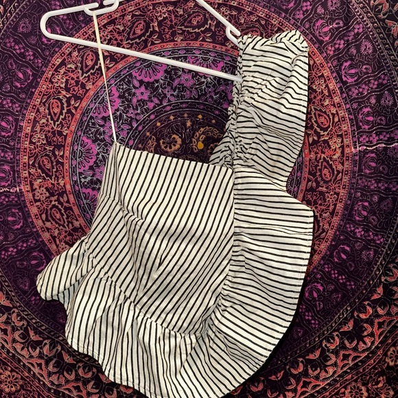 Striped One-Shoulder Top - Picture 1 of 4